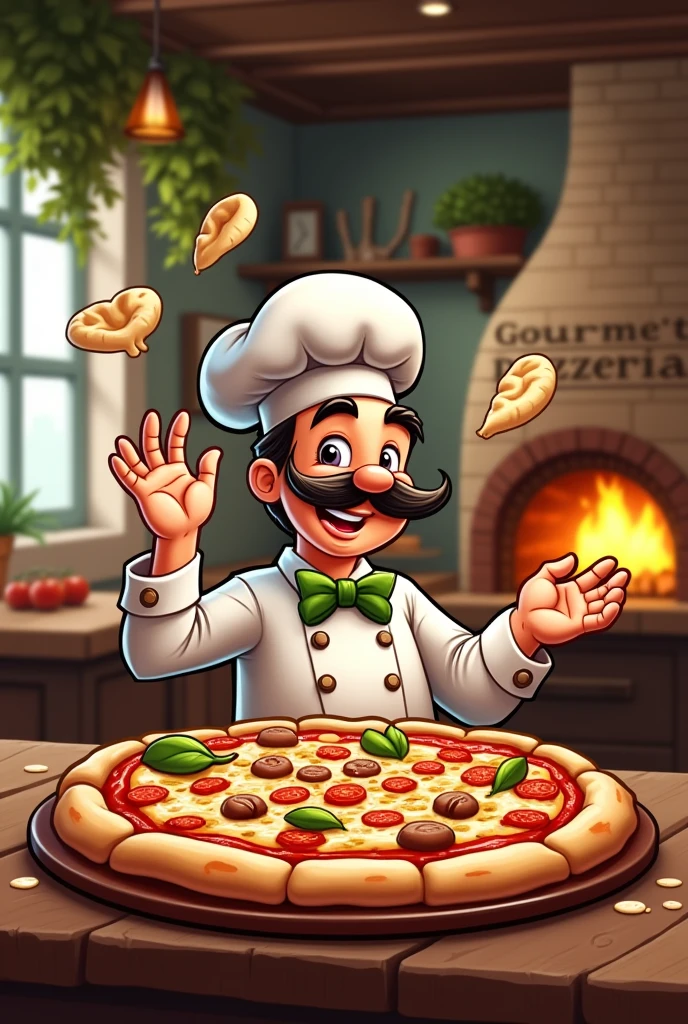 Make an image of a pizza company called Gourmet Pizzeria