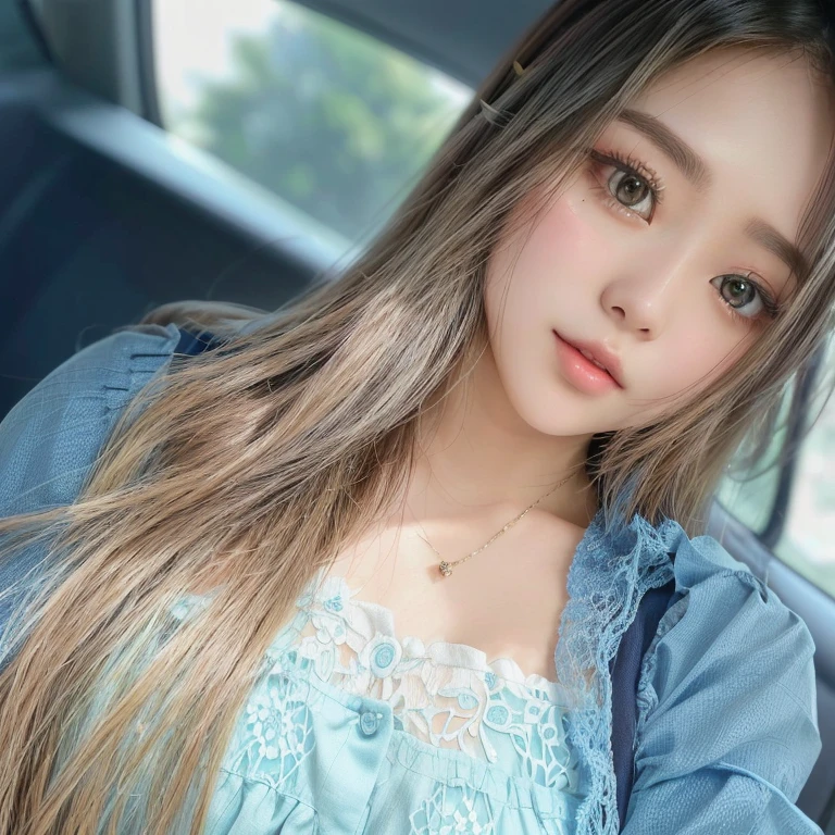 A close-up of a woman with long hair wearing a blue blouse, ruan cute vtuber, anime thai girl, attractive girl, lovely woman, 🤤 girl portrait, 18 years, young and cute girl, 1 8 son, beautiful image, very beautiful girl, Asian girl, Nivanh Chanthara, ayahausca
