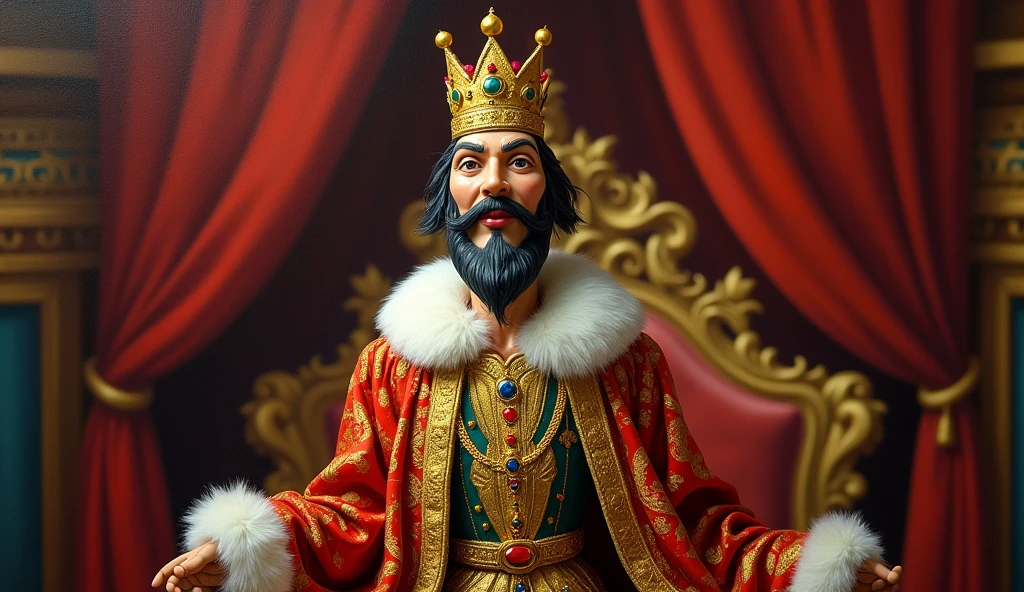 oil painting, puppet king