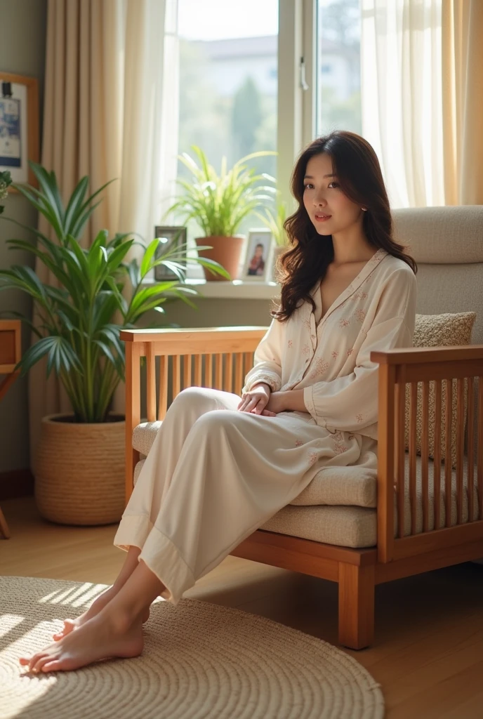 asia woman feet home