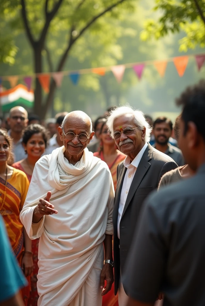 Gandhi ji and a.p.j Abdul Kalam let's take a selfie with peoples
