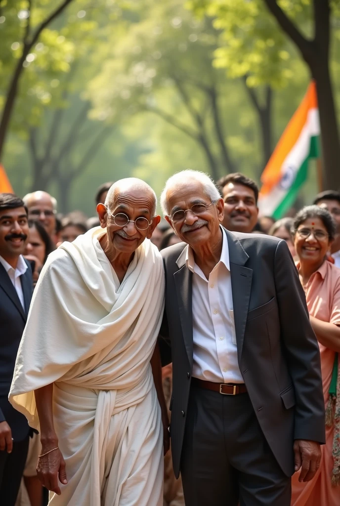 Gandhi ji and a.p.j Abdul Kalam let's take a selfie with peoples