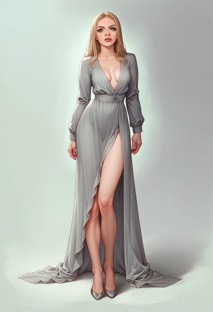 Sexy Scarlett Johanson realistic face long blonde hair, single person, sexy grey clothes, full body hd shot sexy grey clothes realistic body realistic face accurate face sexy full body front full picture full sexy legs, full body picture, full clothes,naked full body 