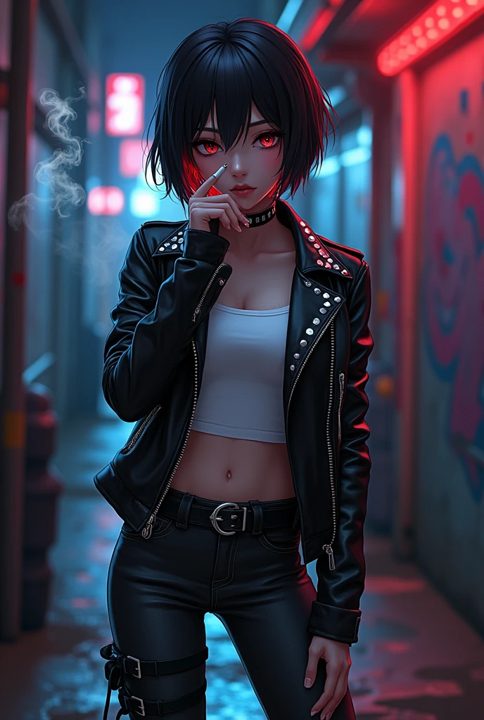 Anime mafia girl smoking

