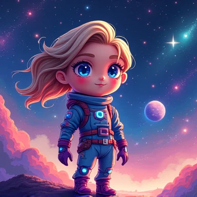 woman,pixel art,game model,space,body,in profile,chibi