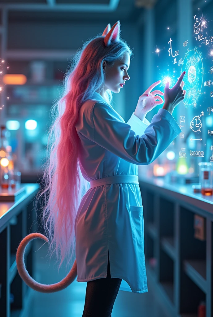  Goddess Neko girl scientist in latex leggings 