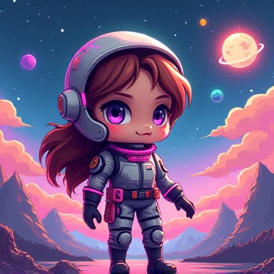 woman,PIXEL art,game model,space,foreground,chibi,BODY