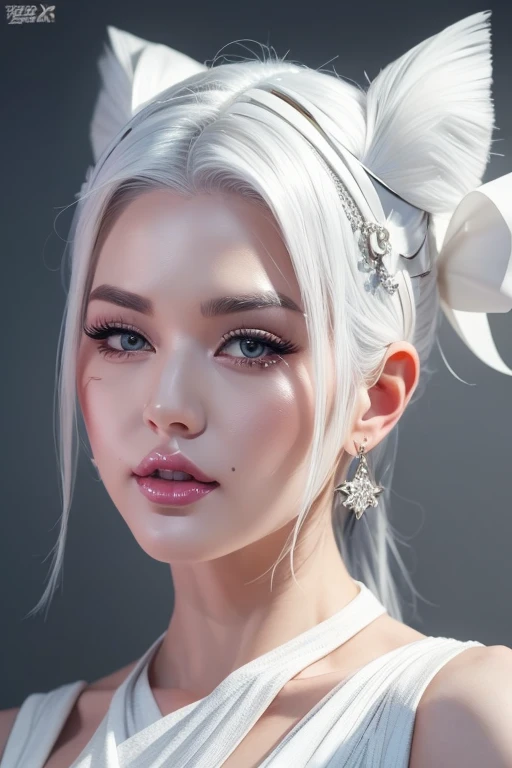 Close-up of a woman with white hair and white mask, beautiful figure painting, Guvitz, Guwiz style artwork, white-haired god, Yang J, epic fine character art, stunning character art, Fan Qi, Wu Jun Shifan, Guwiz in Pixiv Art Station, (NSFW: 1.0)