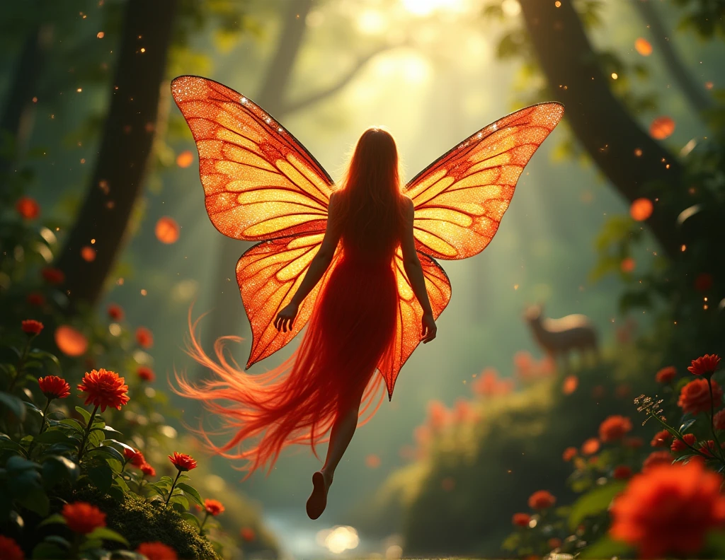 Red Fairy with Butterfly wings