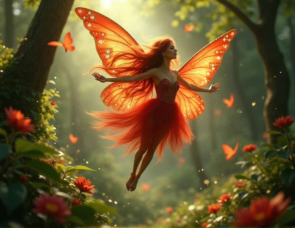 Red Fairy with Butterfly wings