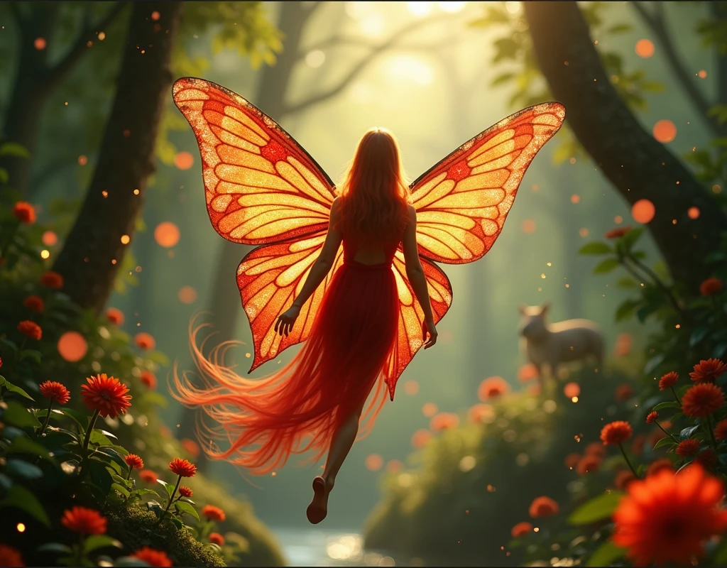 Red Fairy with Butterfly wings