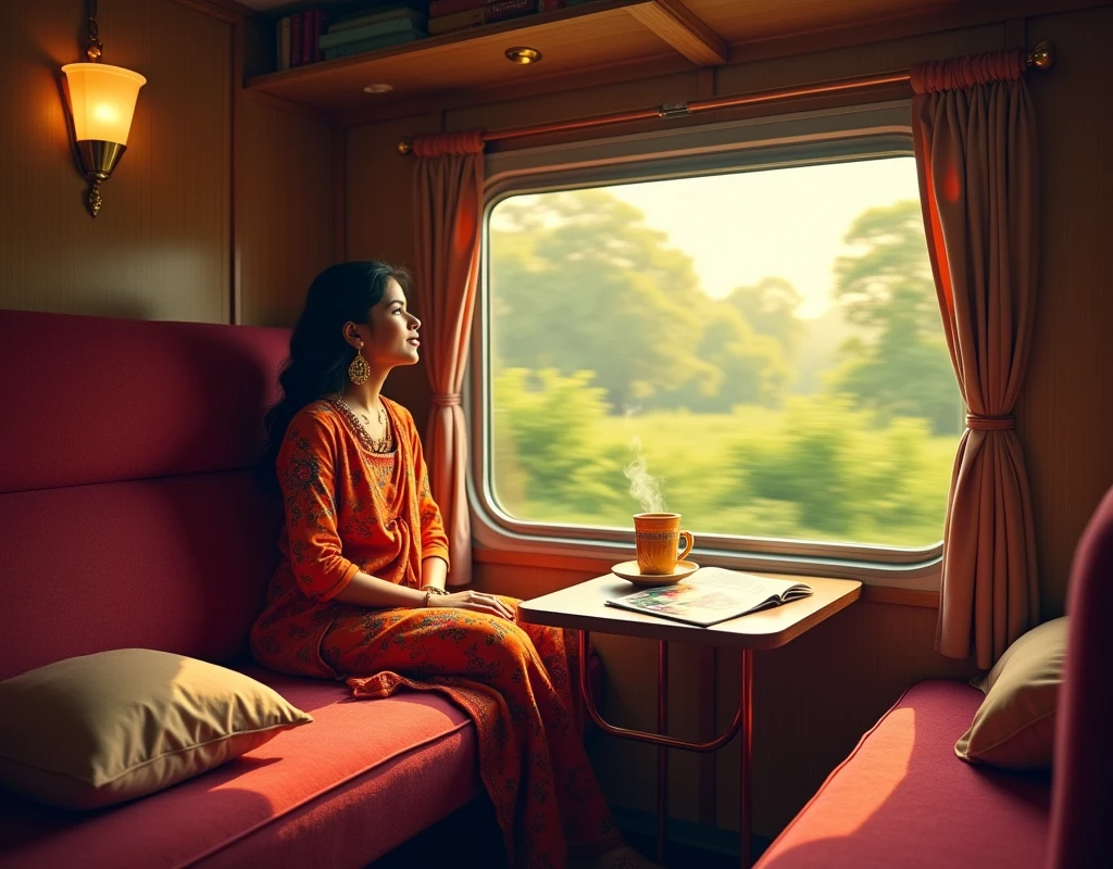 Create a image of RAC window side seat in sleeper in the Indian railway