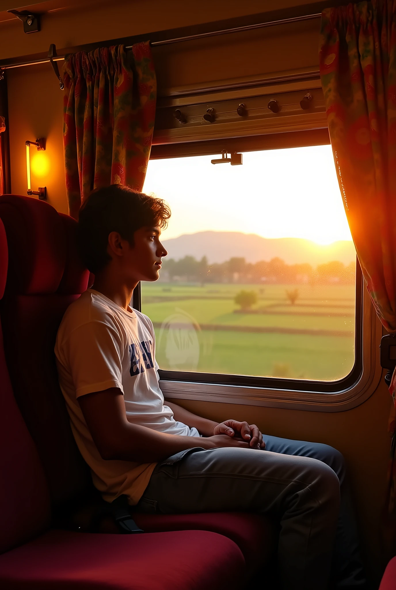 Create a image of RAC window side seat in sleeper in the Indian railway 