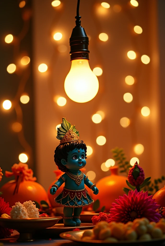 janmashtami wish infront of light bulb
