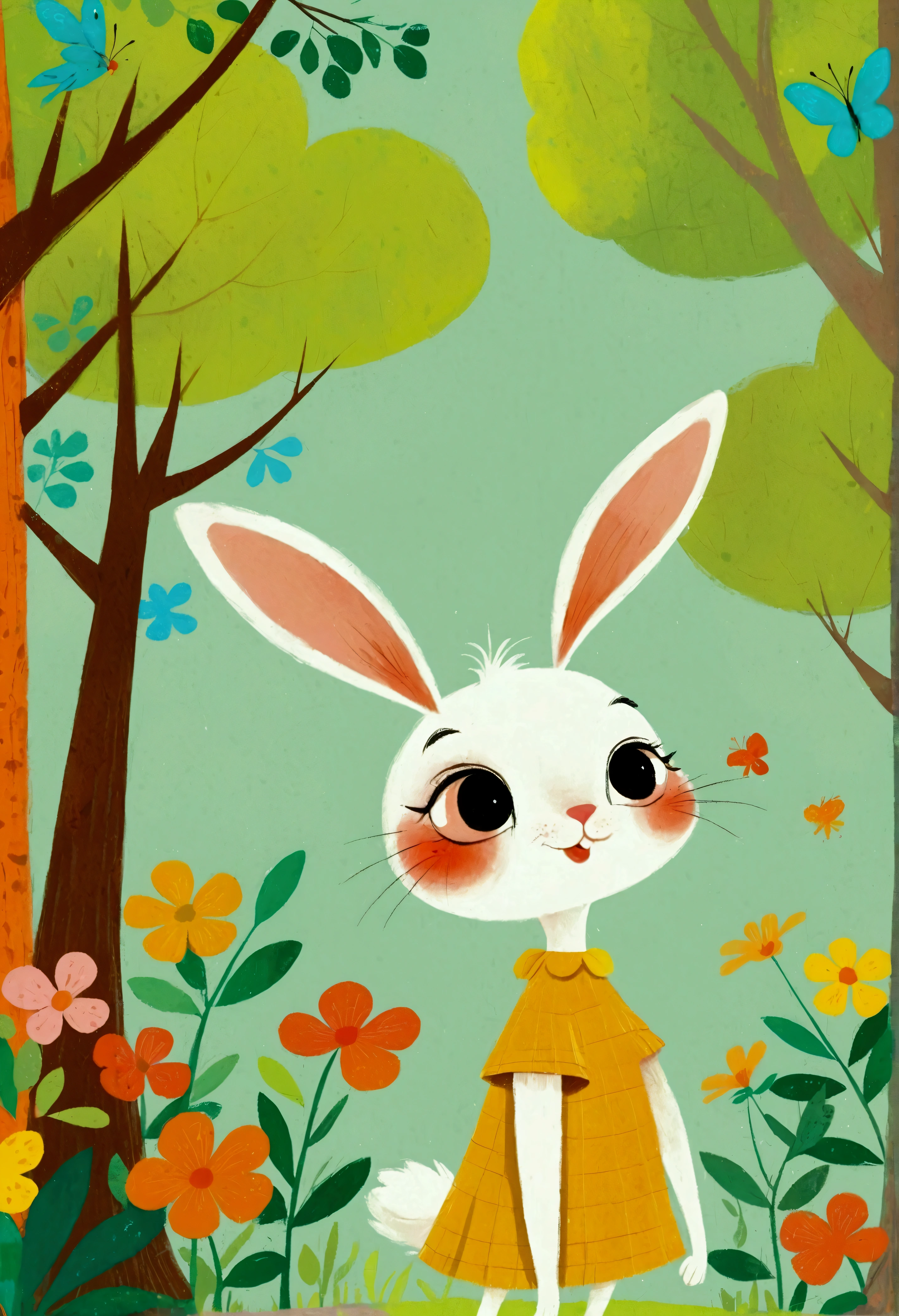 Cartoon animals and illustrations in the forest, Storybook illustrations inspired by Mary Blair, Trending on Behance, Process art, colorful 儿童Book Illustrations, Children's illustrations, 儿童Book Illustrations, 儿童Book Illustrations, Children's illustrations, Forest with rabbits, Color illustrations, children illustration, Bizarre forest, Book Illustrations, Book Illustrations