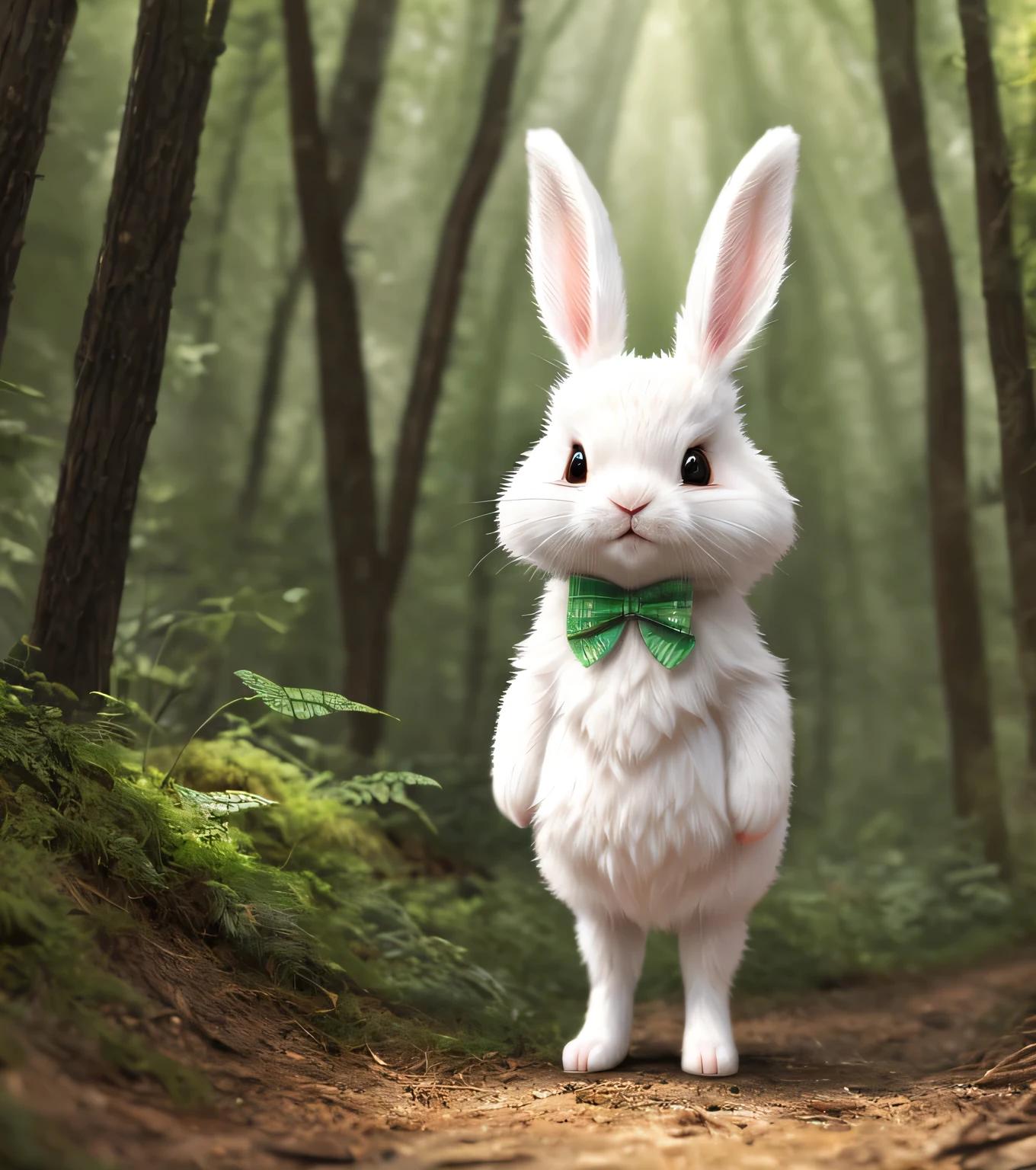 White rabbit standing in the forest, Adorable digital painting, Cute and detailed digital art, Cute woodland creatures, かわいいAnthropomorphic rabbit, Cute digital art, Cute 3D rendering, cute character, cute cartoon character, Cute Creatures, Fantasy Matte Paintingï¼ŒCute, thug_character, cute little creature, Anthropomorphic rabbit, Cute Animals