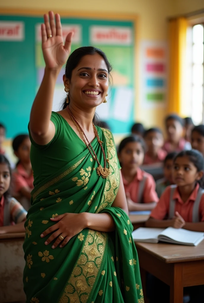 A indian Teacher asking a question