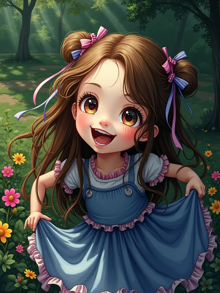 A girl lifting his skirt