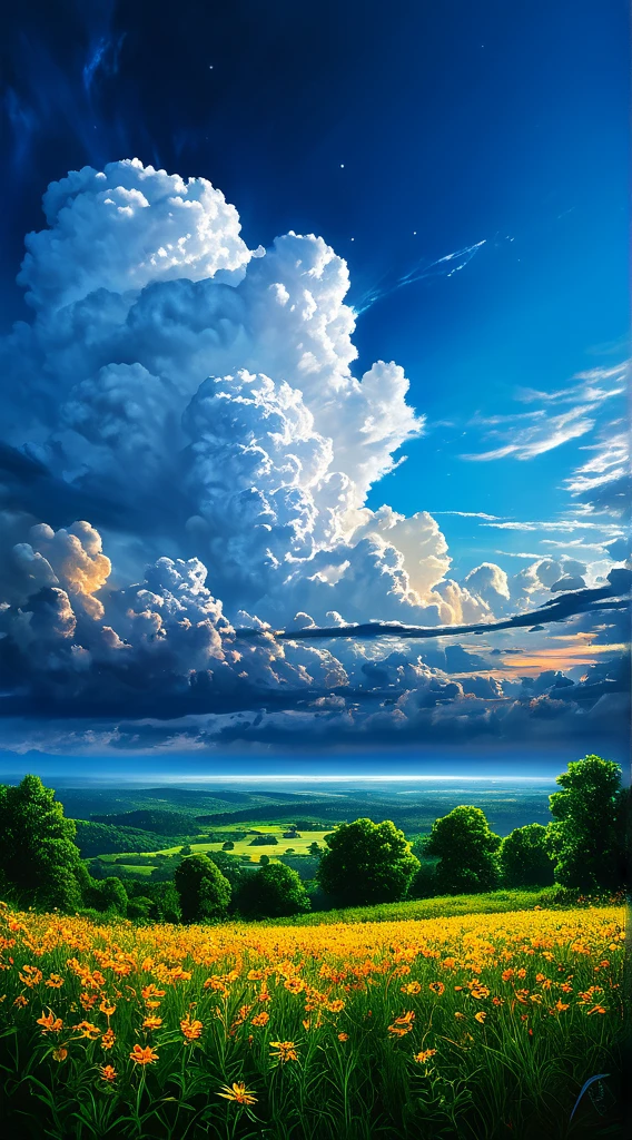 summer sky,photorealistic,highly realistic,extreme details,breathtakingly realistic,high contrast realism,high saturation realism,vibrant colors,dramatic lighting,captivating landscape,compelling storytelling,atmospheric scene,mesmerizing visuals,intricate details,strong emotions,celestial beauty,dreamlike world