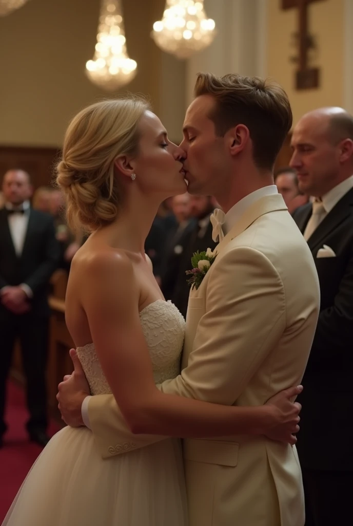 Brie Larson Gives Tom Holland a Blowjob in Church at a Wedding, sucks dick