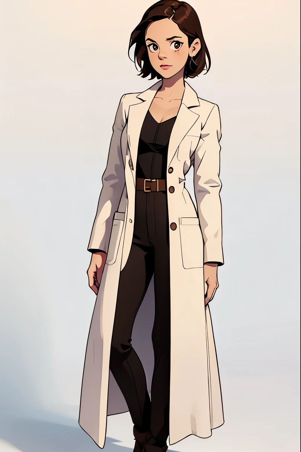 masterpiece, best quality, full body, 1girl,the highest image quality, 30-year-old woman, doctor, looks like rachel bilson, short brown hair, brown eyes, freckles, lab coat, White background, empty background, full body , standing normally, RachelBilson
