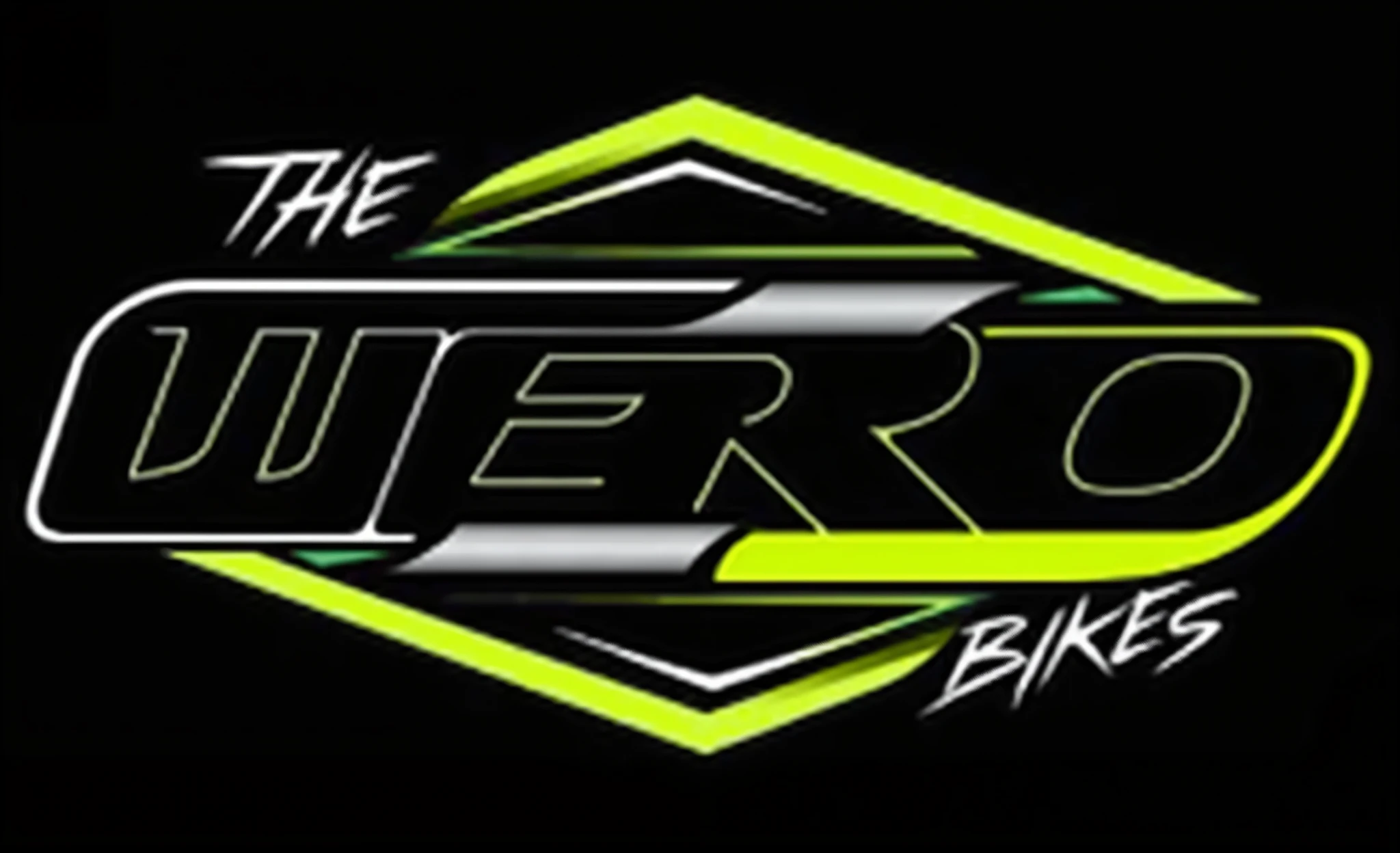 a colorful dynamic freestyle biker team logo for WERO BIKES, racing style font, distinctive stunt bicycle logo, extreme sports, bold colors, motion blur, high energy, dynamic composition, artistically rendered, vibrant, striking, visually captivating, professional design, digitally painted, masterpiece, best quality, 4k, ultra-detailed