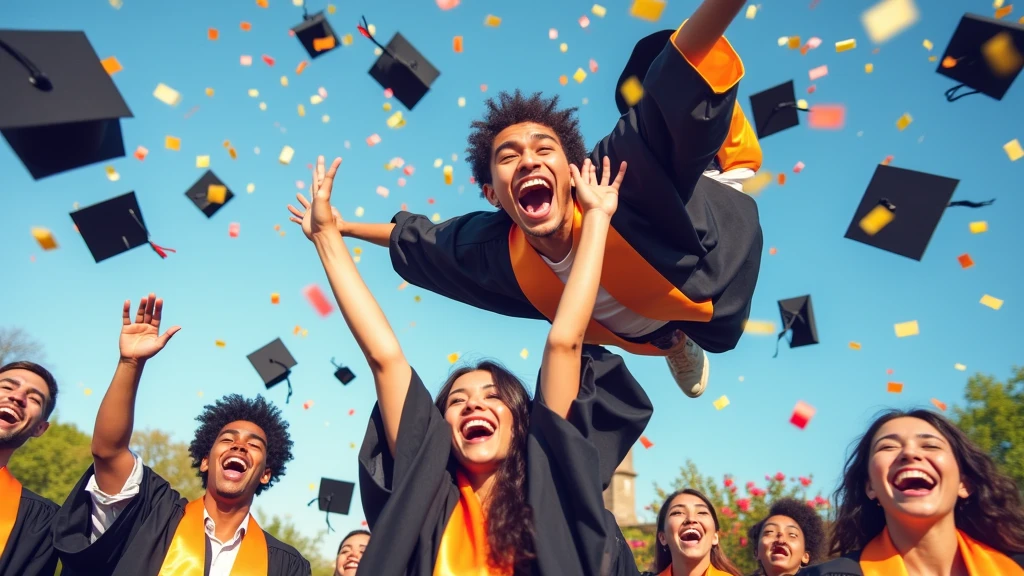 inspiring image of a university graduation, successful professionals, knowledge. The image should convey a sense of gold, evoke emotion, and utilize mental triggers of persuasion, need, and desire.