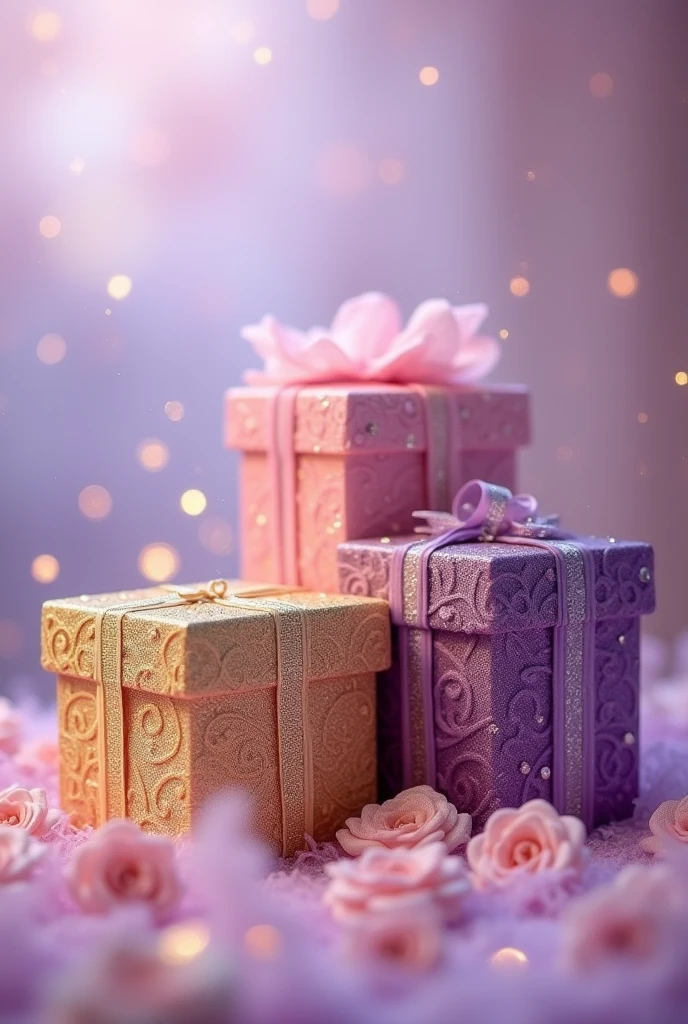 gold box pink box purple box
