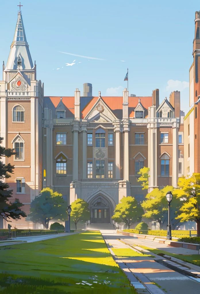 (masterpiece, best quality), Modern design , photography, Nostalgia, Ultra Detailed, morning, Stunning scenery, Urban,Harvard ,deer, . Nostalgia之情 ,University campus ,Suitable resolution