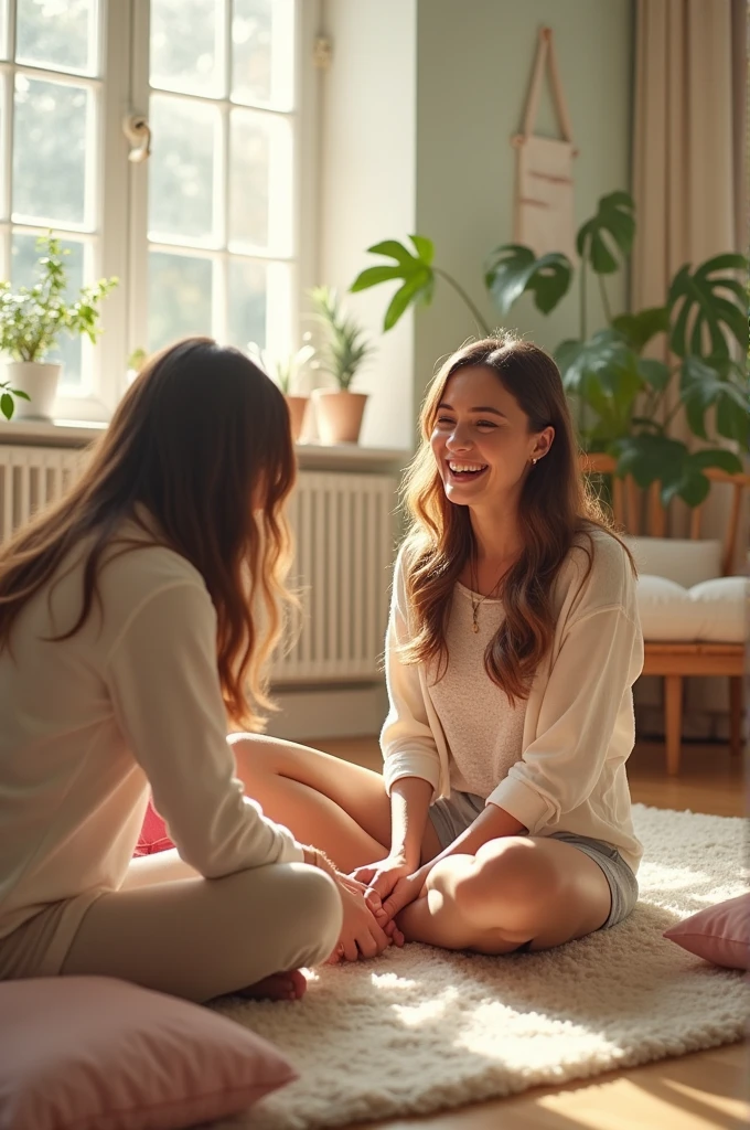 A woman having the soles of her feet tickled