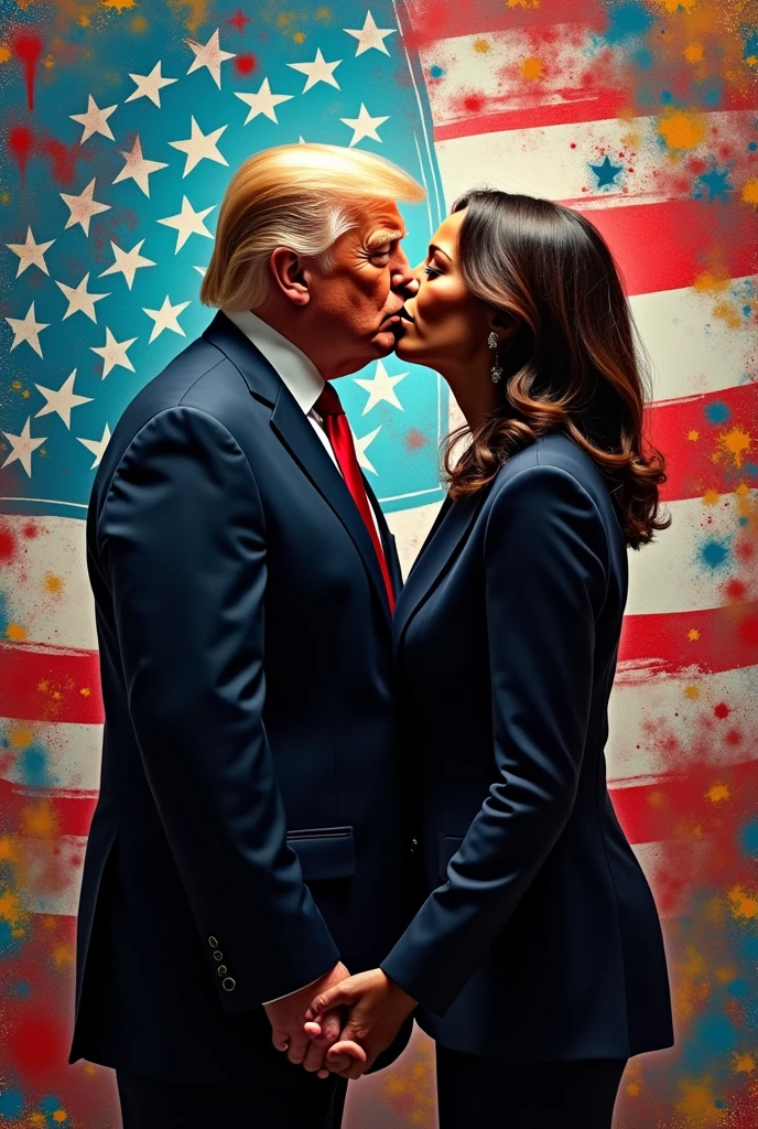 Trump and Barack Obama kissing