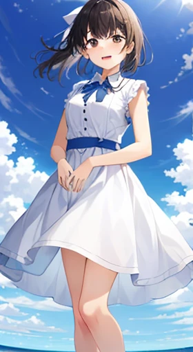 One person'S, (Ultra_detailed), (Written boundary depth), like , gloves, Mouth closed, Long Hair, star (symbol), View your viewers, (Rainbow Hair ), Purple eyes, Upper Body, hair ornaments, :p, Completely naked、Nipples, symbol pupilS, fringe, star pupilS, maid caffe, Roaring years, Isoscale, From above, null, flower, cliff, Center of chest, (Folded), (With low-cut top), maid, city, Tokyo、Long black hair、Big Breasts