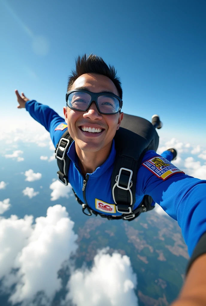 I need a man aged 30+ who like to skydive dive from a plane and he should be asian and dark.