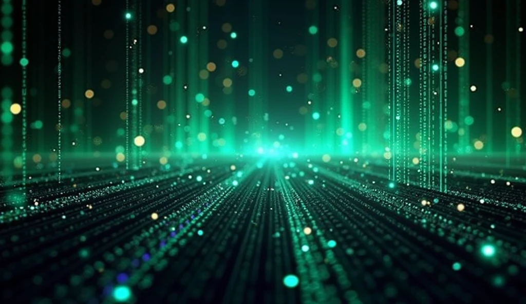 a binary code digital background, green and blue technology pattern, digital art, futuristic, abstract, minimalist, simple, clean, glowing, luminous, neon, fractal, seamless, 4k, 8k, highres, detailed, photorealistic, sharp focus, vivid colors, cinematic lighting, concept art