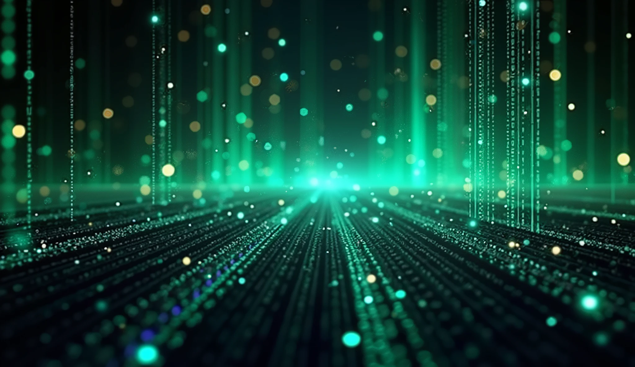 a binary code digital background, green and blue technology pattern, digital art, futuristic, abstract, minimalist, simple, clean, glowing, luminous, neon, fractal, seamless, 4k, 8k, highres, detailed, photorealistic, sharp focus, vivid colors, cinematic lighting, concept art