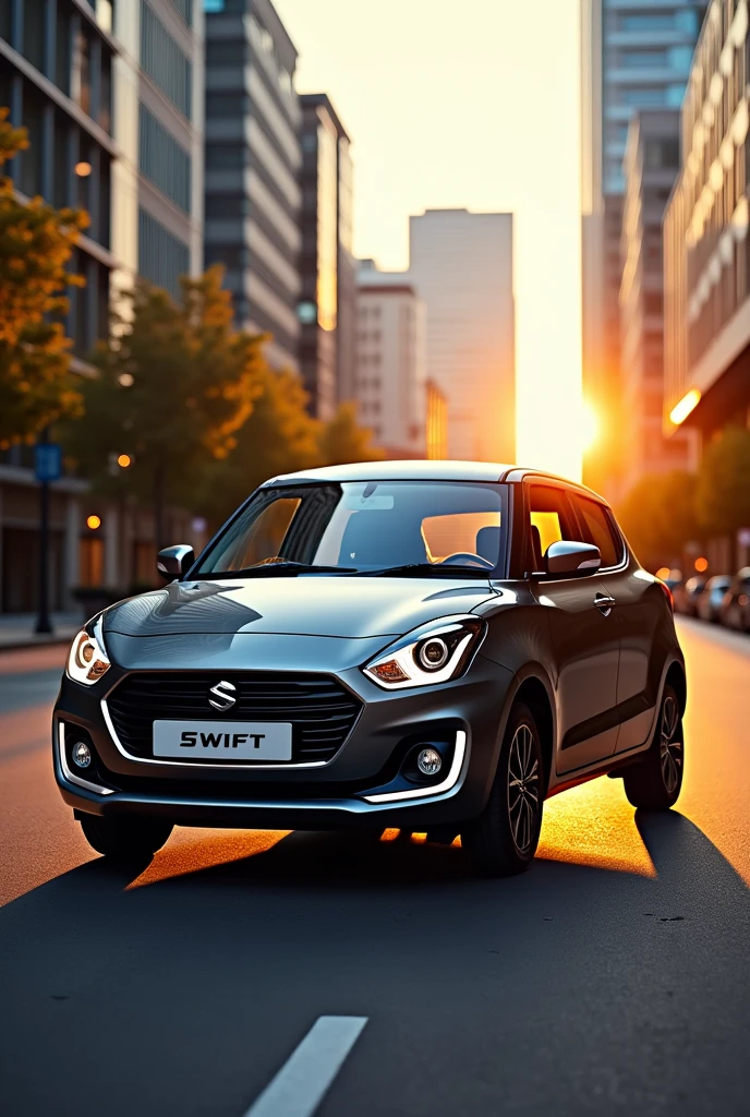 Draw a swift dzire in met magma grey with black roof