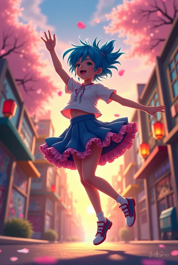 Blue haired anime ??? with skirt