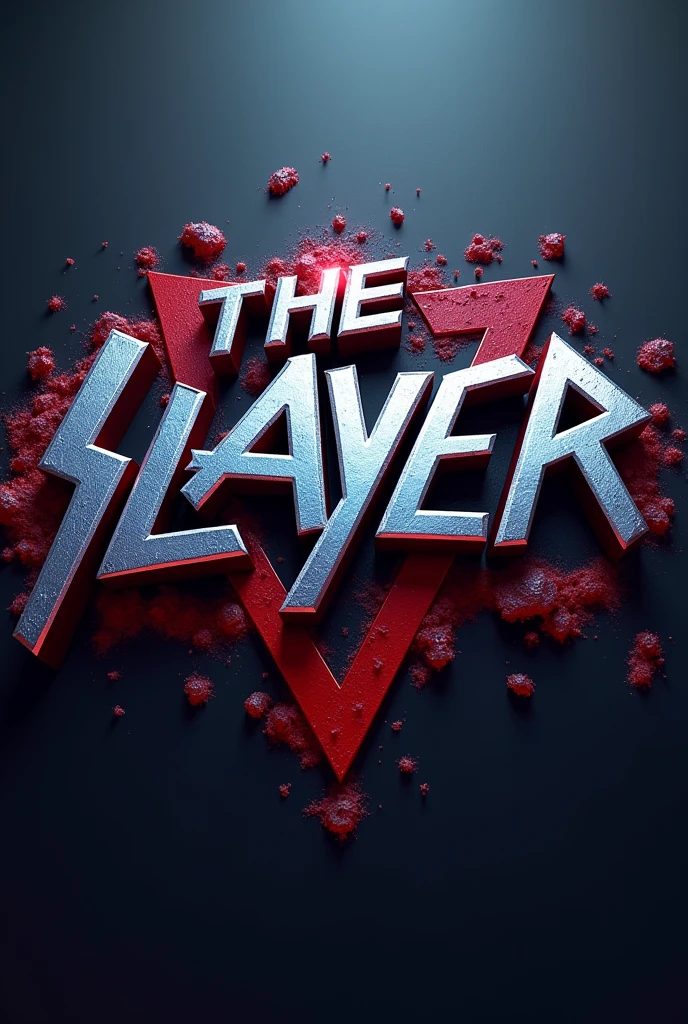 make a silver metalic cartooish logo: THE SLAYER