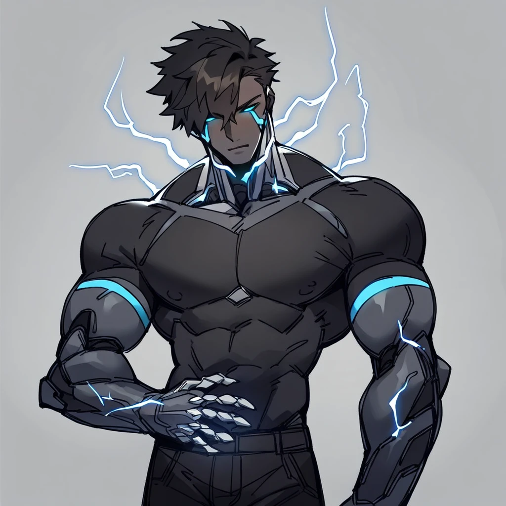 score_9,score_8_up,score_7_up,score_6_up,score_5_up,score_4_up rating_questionable, source_anime, electricity boy, body fluid electricity, black clothes, cool design, semi robotic, neon lights, yaoi, male only