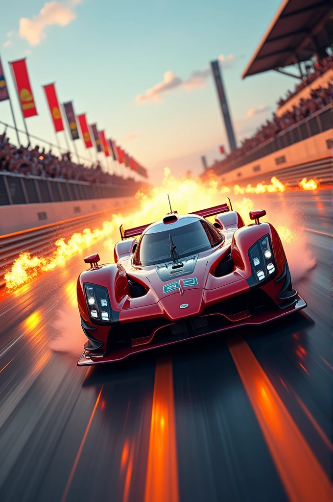 High-speed race cars with dynamic motion effects, flames, or speed lines to emphasize action.