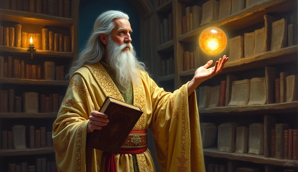 oil painting, Guardian of knowledge