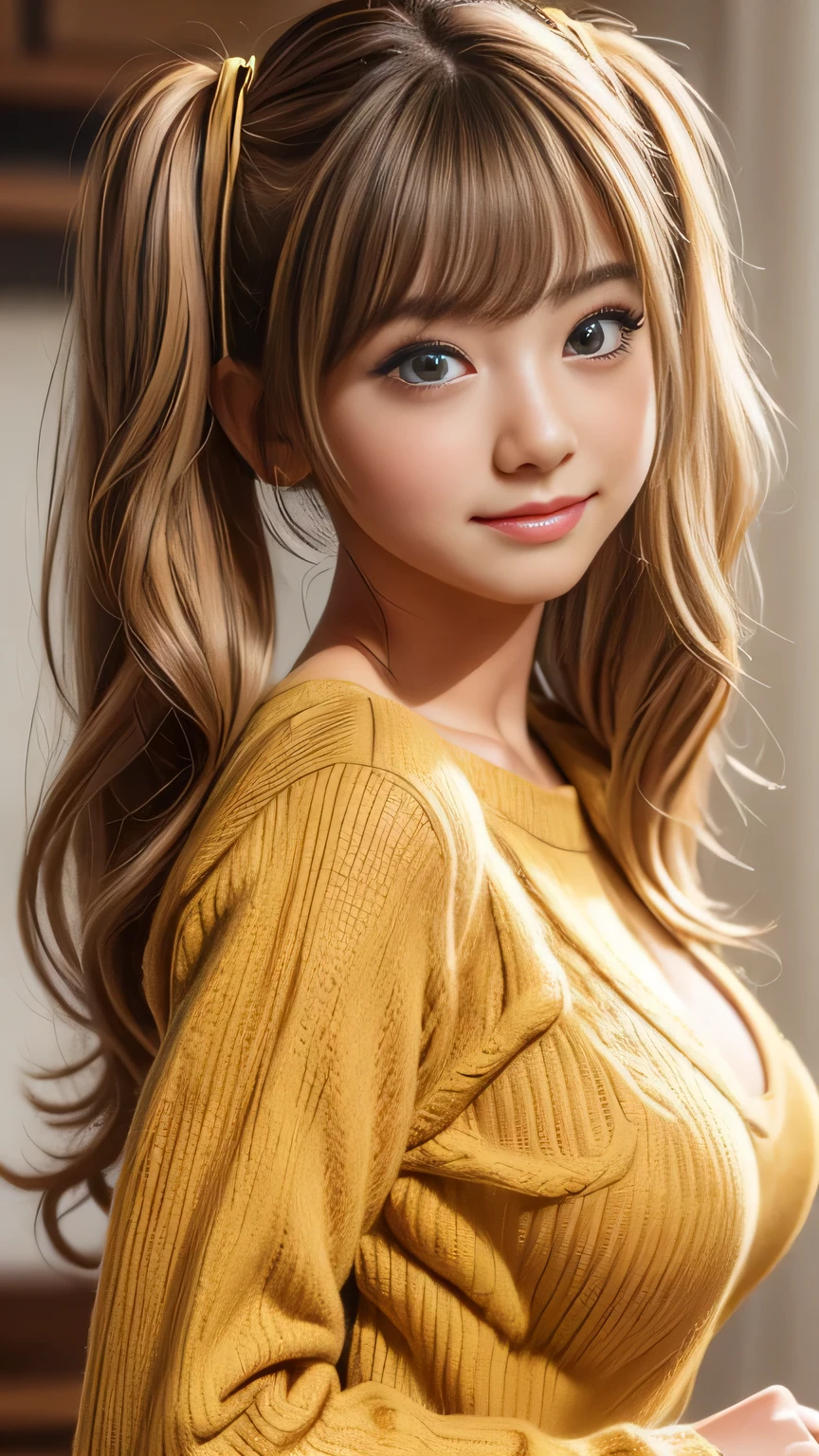 (Detailed face:1.3),One girl, 18-year-old、cute、(((Euphoric face:1.2)))、Baby Face、Big Breasts 、(Brown eyes:1.3), ((Gal Hairstyles)) 、High Twintails;1.Blonde、, (Eye and facial details:1.0), break, (masterpiece, Highest quality, Very detailed,8k:1.3),Realistic and realistic
