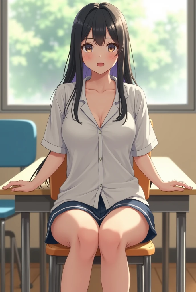 Photo quality、Photorealisticな描写、Highest quality depiction、１８old woman、Two people , Uniform open shirt,Bottomless,smile,Open your mouth, One person, penis,Overturning the suspension of parliament,bangs,Handy Scanner、(((Correct depiction of pubic hair、Showing pussy)))、(((Full nudity)))、(((Sit on a chair))),(((Spread your legs))),
(Photorealistic:1.4)、(((Childminder、kindergarten teacher)))、The background is a modern Japanese kindergarten classroom.、(((Childish and cute interior)))、(((Realistic pussy depiction)))