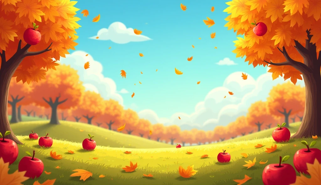 5.Themed Episodes
Prompt: “Create a series of themed scenes for cartoon counting episodes, such as seasonal themes apple in fall, dry leaves falls in summer. The images should be colorful and reflect the theme clearly, with objects to count