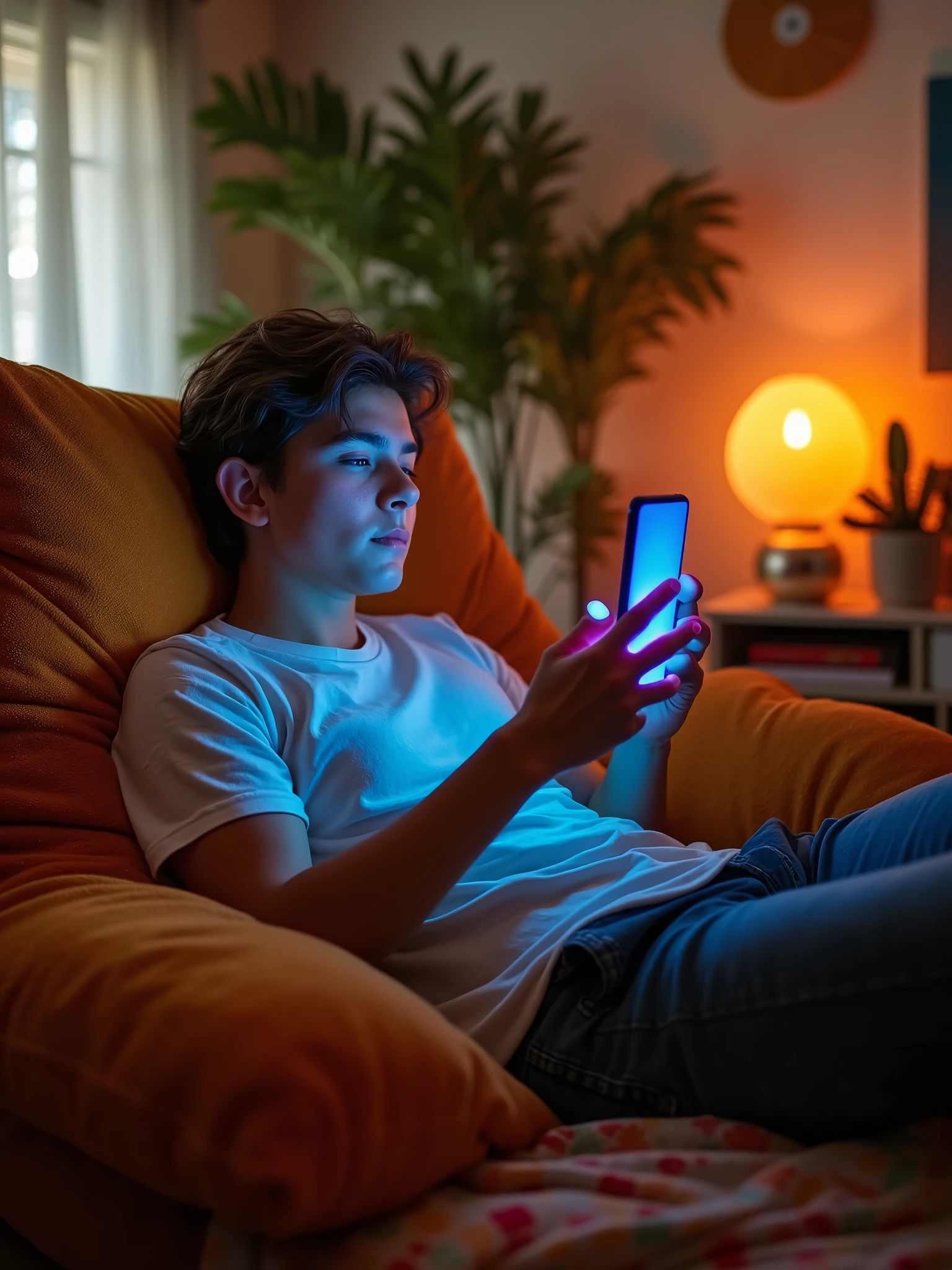 Lying down and playing with your phone