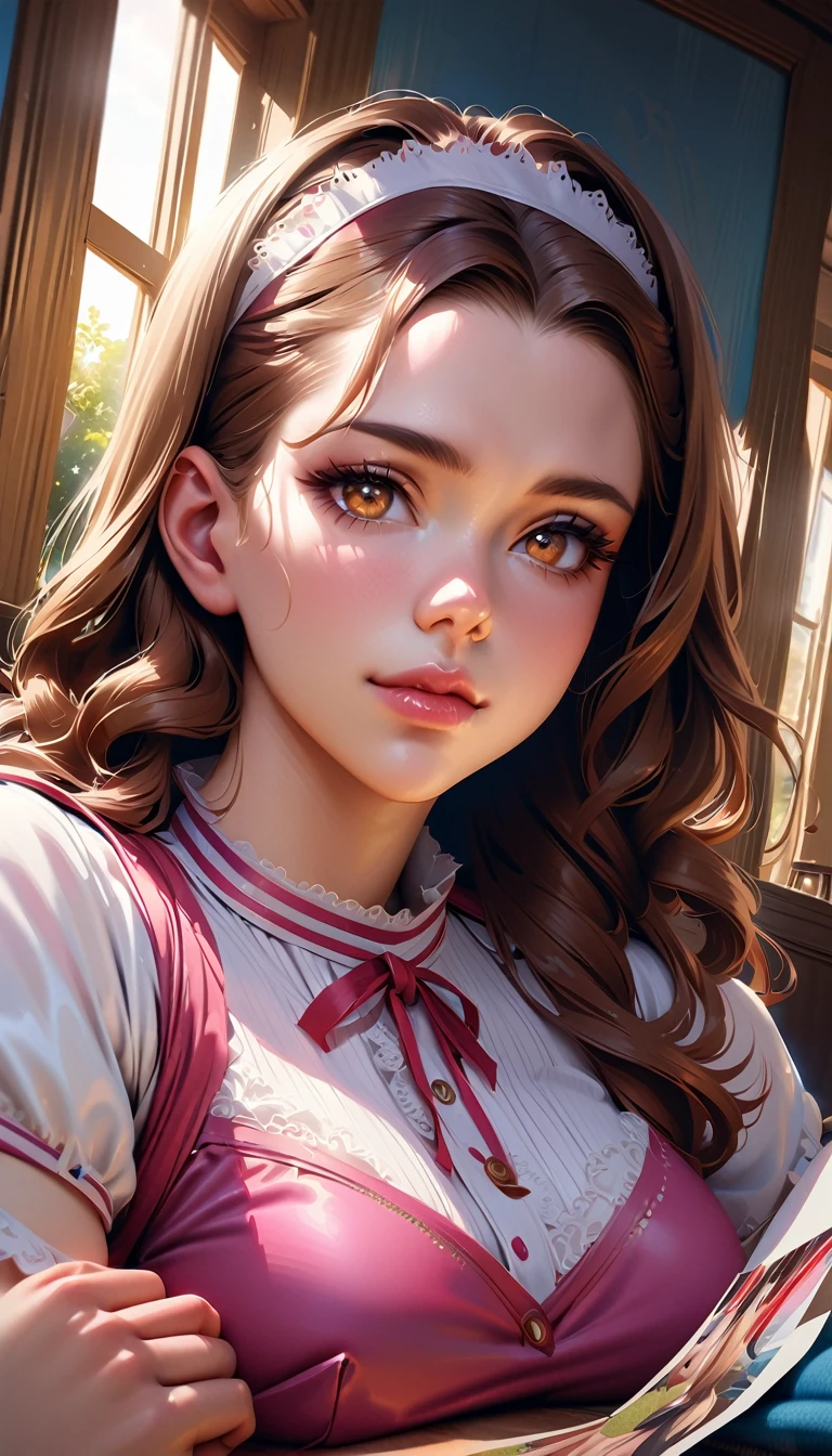Hentai Anime Style, NFSW, Beautiful detailed portrait of a girl with big eyes, Fuller lips, Smiling Kindly, Long eyelashes, see through Maid clothesを着て,  Fabric Clothing, In sensual poses, (Highest quality,4K,8k,High resolution,masterpiece:1.2),Very detailed,(Realistic,photoRealistic,photo-Realistic:1.37),Very detailed顔, Maid clothes, Intricate details, Vibrant colors, Dramatic lighting, Structure of the film, Anime-inspired art style
