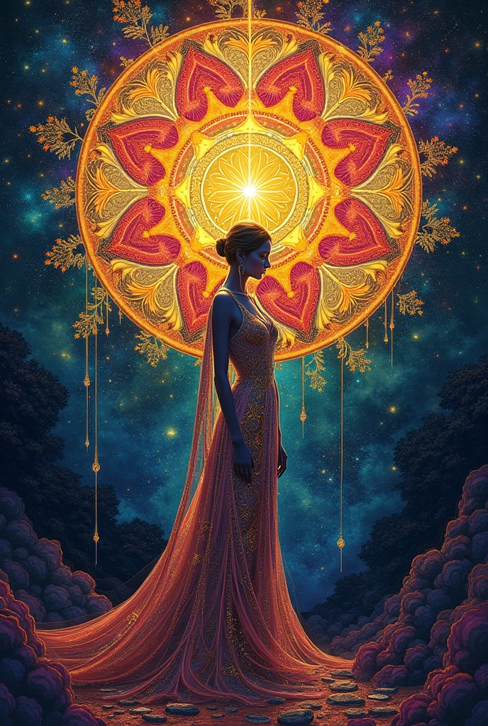 Perfect NwsjMajic,(masterpiece, Highest quality, Highest quality, Official Art, beautiful and aesthetic:1.2), (One person), Very detailed,colorful,Most detailed, Official Art, unity 8k wallpaper, Super detailed, beautiful and aesthetic, beautiful, masterpiece, Highest quality, (zenTangle, Mandala, Tangle, enTangle) ,Holy Light,Gold foil,Gold leaf art,Sparkly Painting,