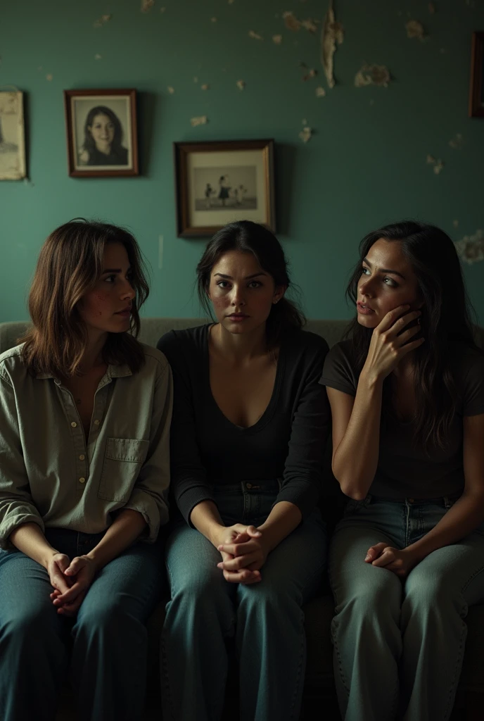 Three 1960s housewives Talking in the living room