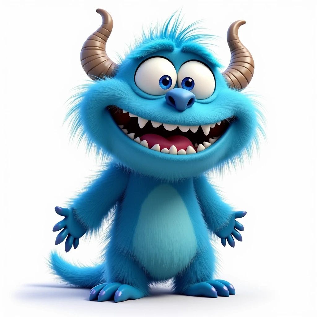 A blue monster caricature, cartoon style art by artist Cheo, detailed and high definition, 4k UHD high detail, no background, no deformity, no plastic, super realistic, stamping t-shirt