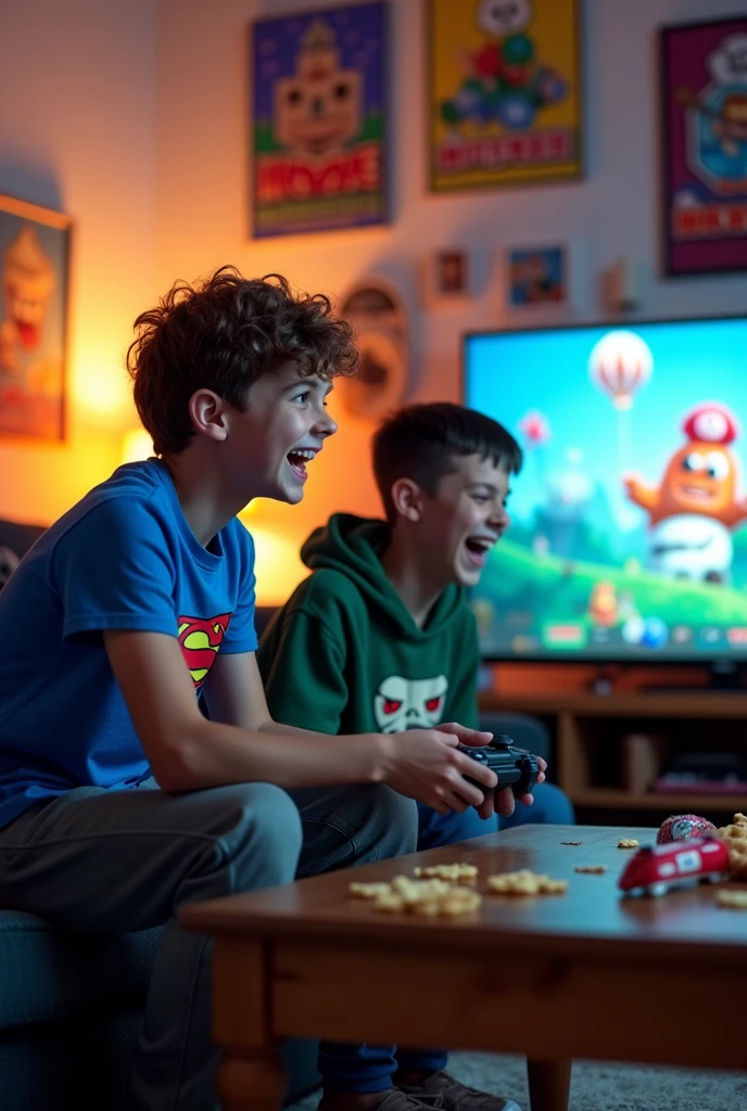 Two kids playing video games 